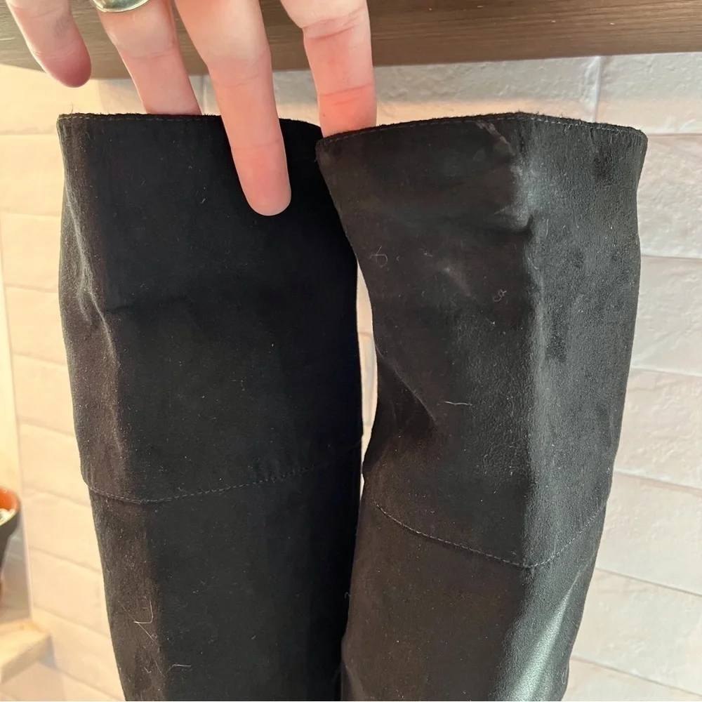 Bamboo sz 6 tall black microsuede OTK heeled boots
